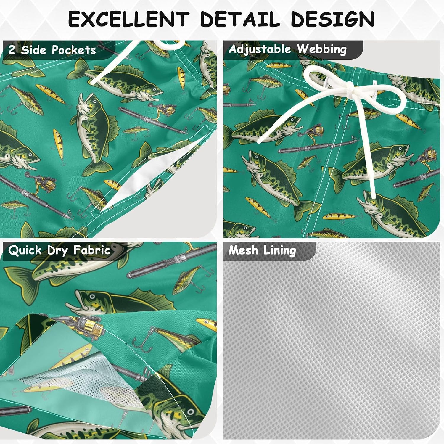 Boys Swim Trunks Quick Dry Beach Board Shorts with Mesh Lining Youth Swimwear 2-16Y