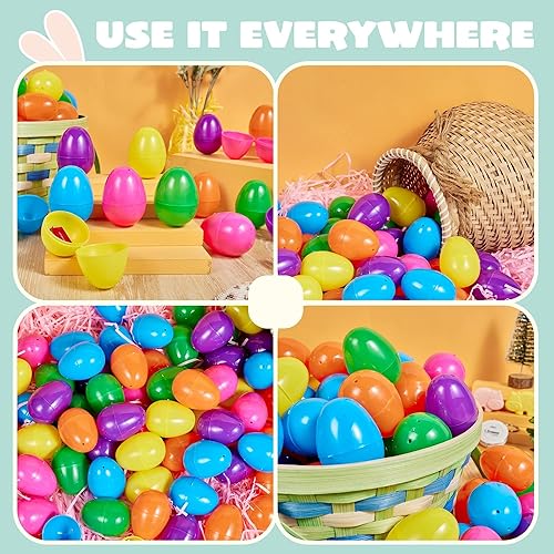 Miniatura 6 de JOYIN 200 huevos de Pascua de 2.3 pulgadas, huevos de plástico vacíos rellenables coloridos y brillantes a granel para caza de Pascua, golosinas de