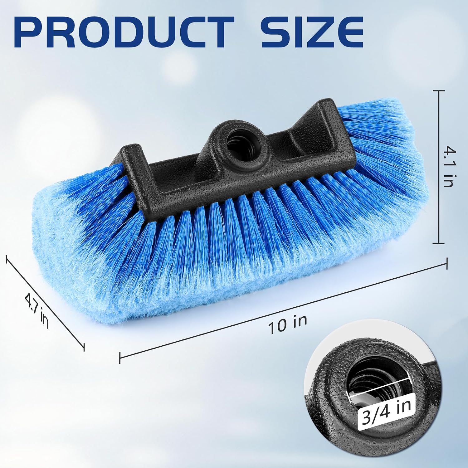 2 Pcs 10" Car Wash Brush Head with Soft Bristles - Gentle on Paint, Compatible with Poles, Perfect for Cars, Trucks, RVs, Boats, Decks, and More (Blue)