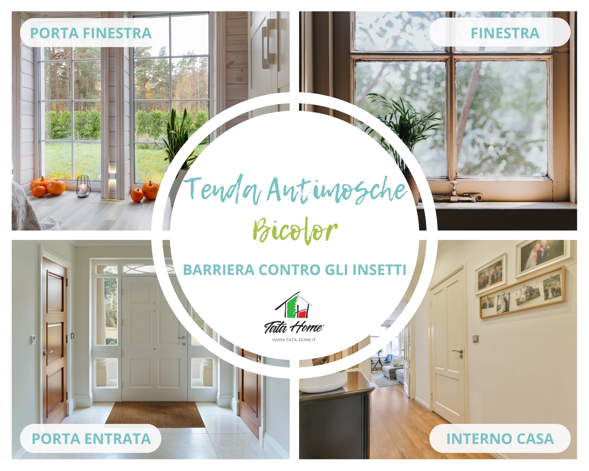 Tata Home Tenda Antimosche Fili Scooby Doo Multi Colori Trasparente per Porta Finestra Moschiera a Pannello Misura 140 x 230 cm con kit di ganci