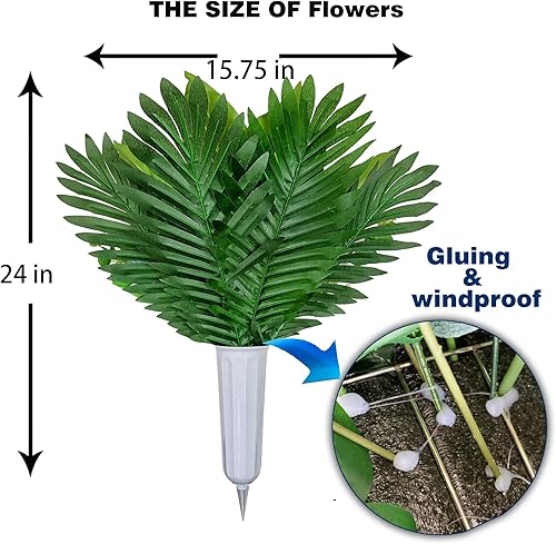 Miniatura 4 de HENOMO Flores artificiales de cementerio, ramo conmemorativo de tumba, arreglo realista de rosas blancas de camelia roja sintética con jarrones de