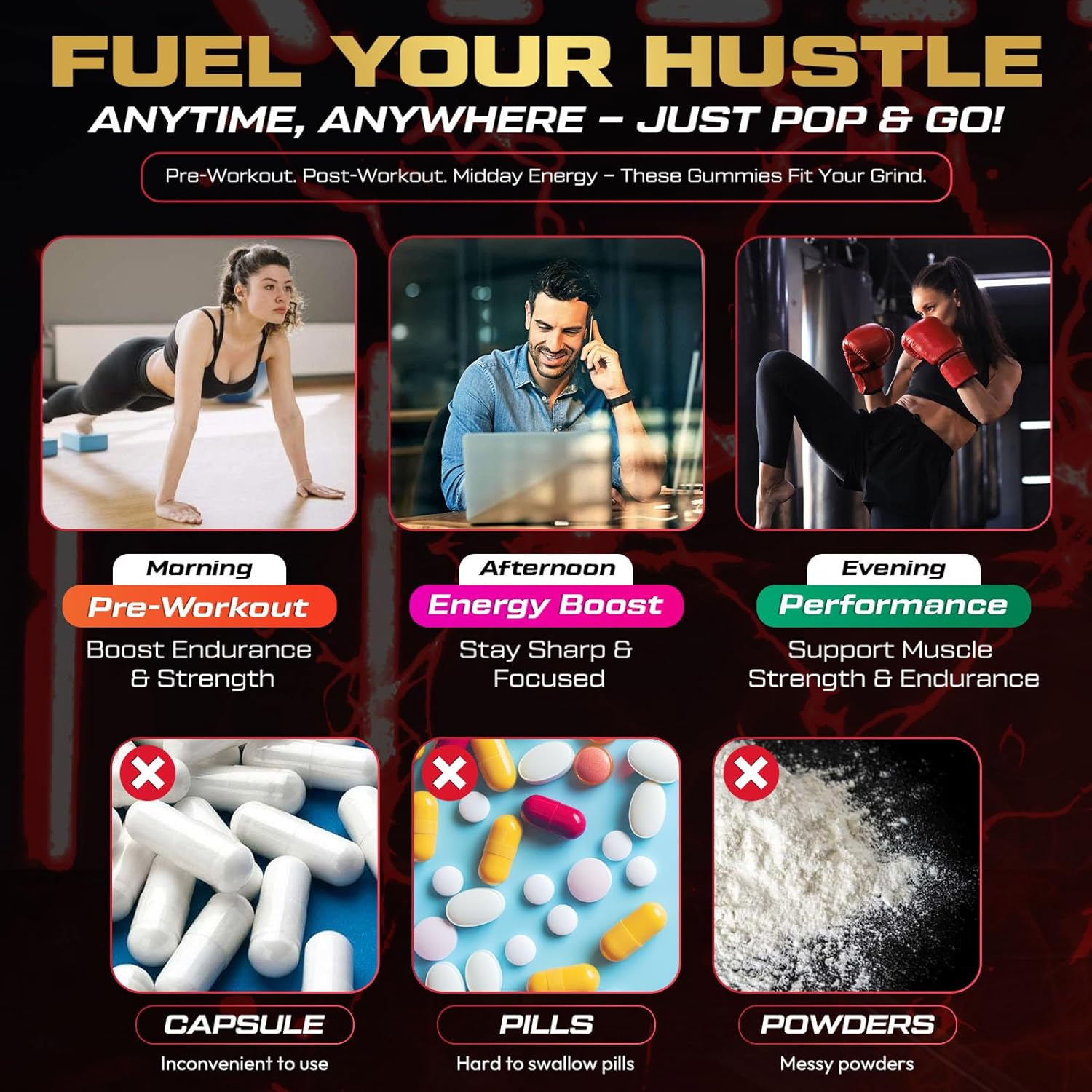 Creatine Monohydrate Gummies for Men & Women, 9000MG Creatine Gummies Sugar Free with L-Taurine, BCAA 2:1, B12 B6 for Boost Strength, Focus & Endurance, Vegan, Non-GMO, Strawberry 120pcs - Image 5