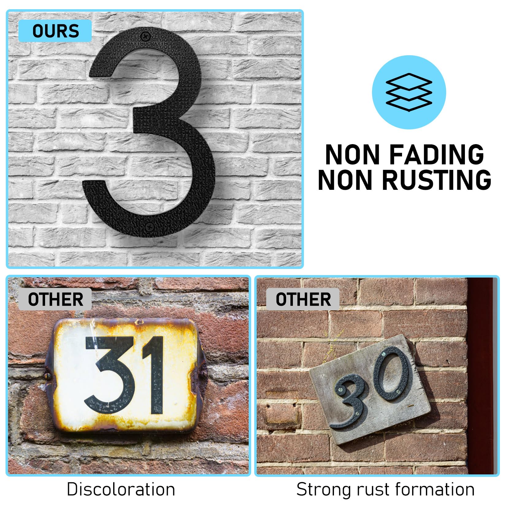 Black House Number, 20cm Large, Floating House Number Plaque - Image 4