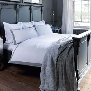 Jeff Banks Pour La Maison Limoges - White Luxury Quality 100 Percent Cotton Reversible Designer Duvet Cover Quilt Bedding Set - Super King (260 cm x 220 cm) + 2 Matching Pillowcases