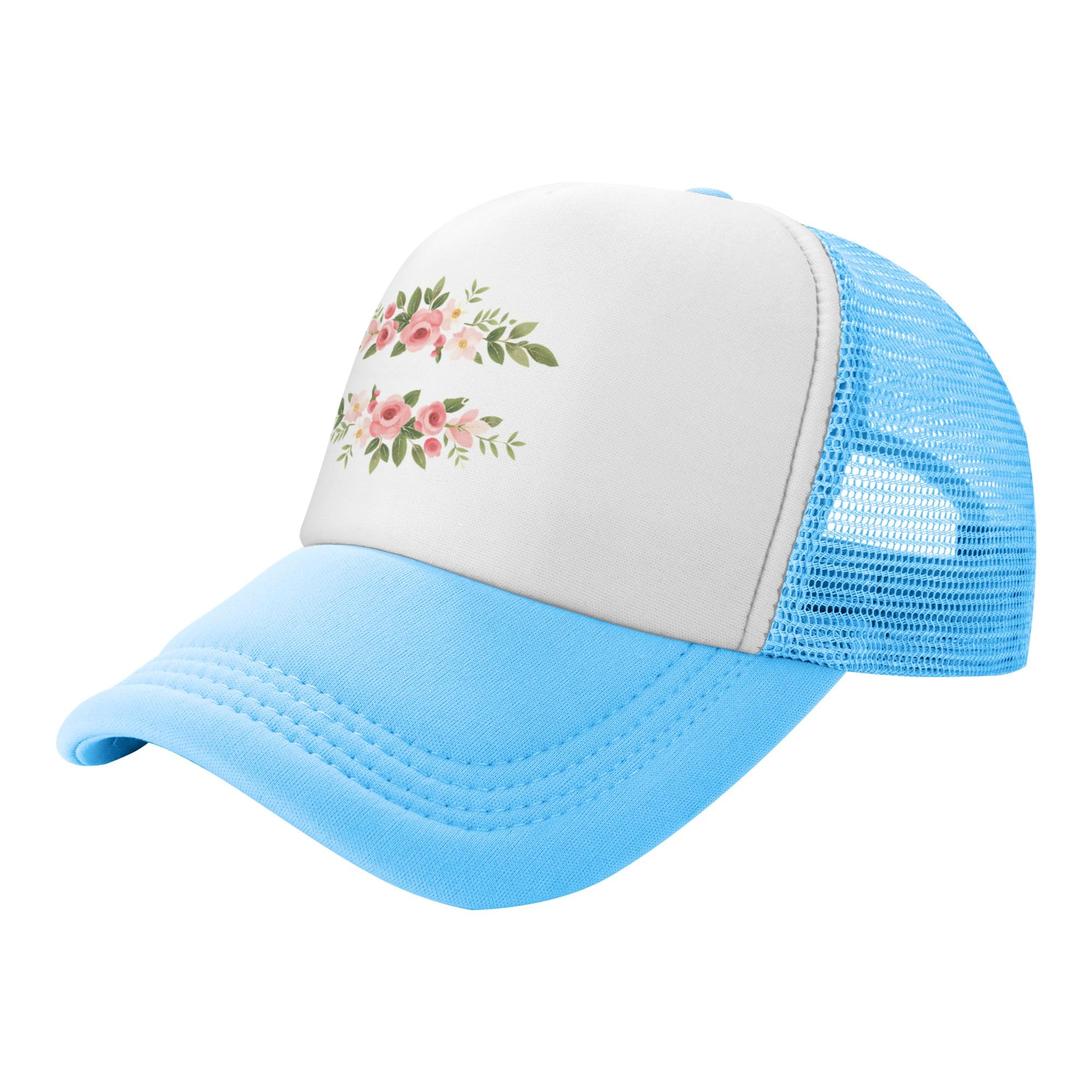 FDT Floral Resist Trucker Hat Foxtrot Delta Tango Baseball Cap Mesh Back Adjustable Hats for Kids - Sky Blue