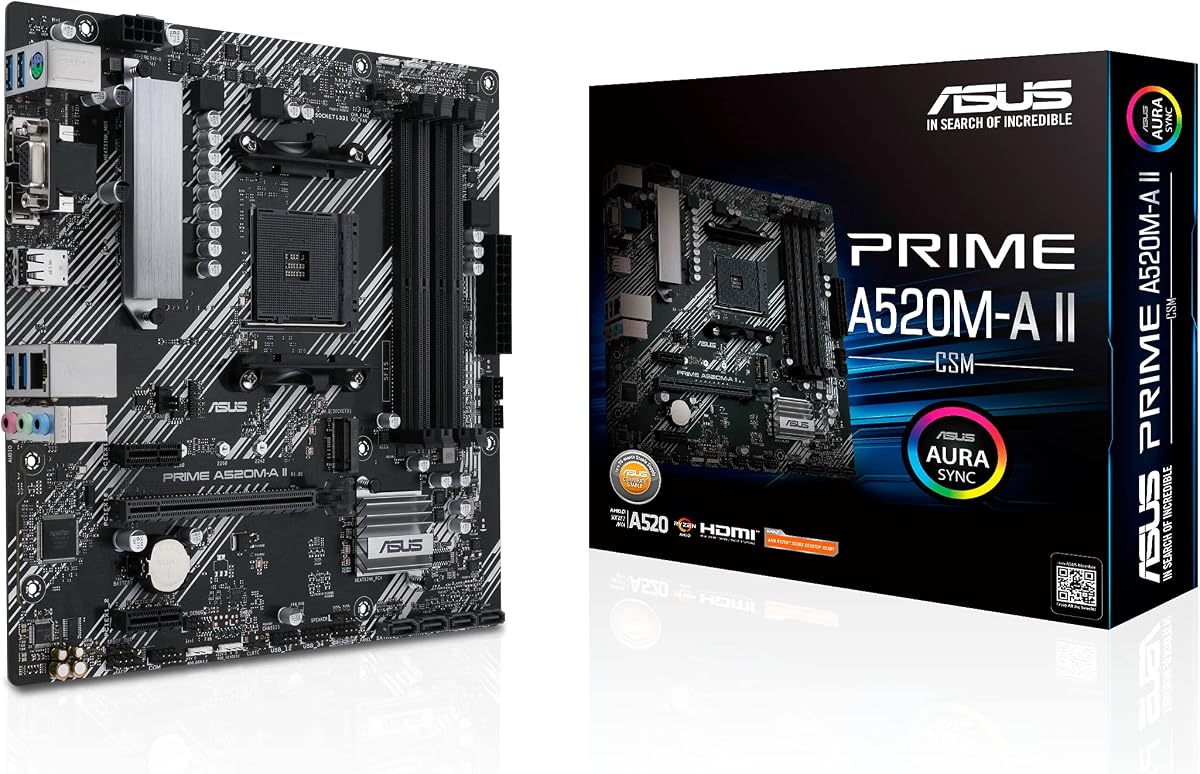 ASUS Prime A520M-A II/CSM AMD AM4(3rd Gen Ryzen) microATX Commercial Motherboard