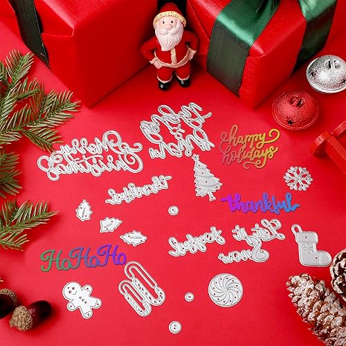 Miniatura 4 de 21 piezas de troqueles de Navidad, troqueles de corte, copos de nieve de Navidad, campanas de árbol, muñeco de nieve, pan de jengibre, para álbumes