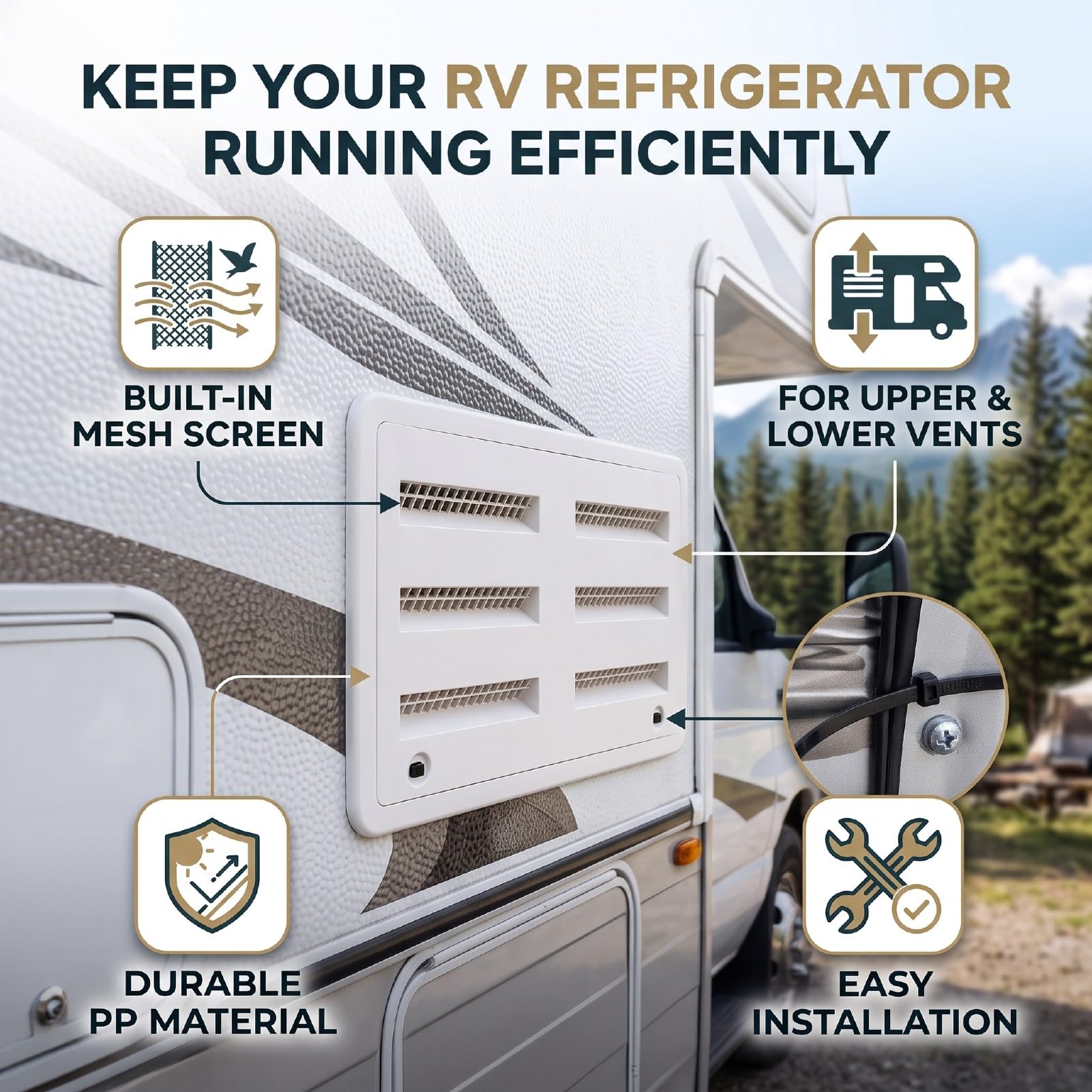 Copertura Laterale Ventilazione Frigorifero RV con Griglia