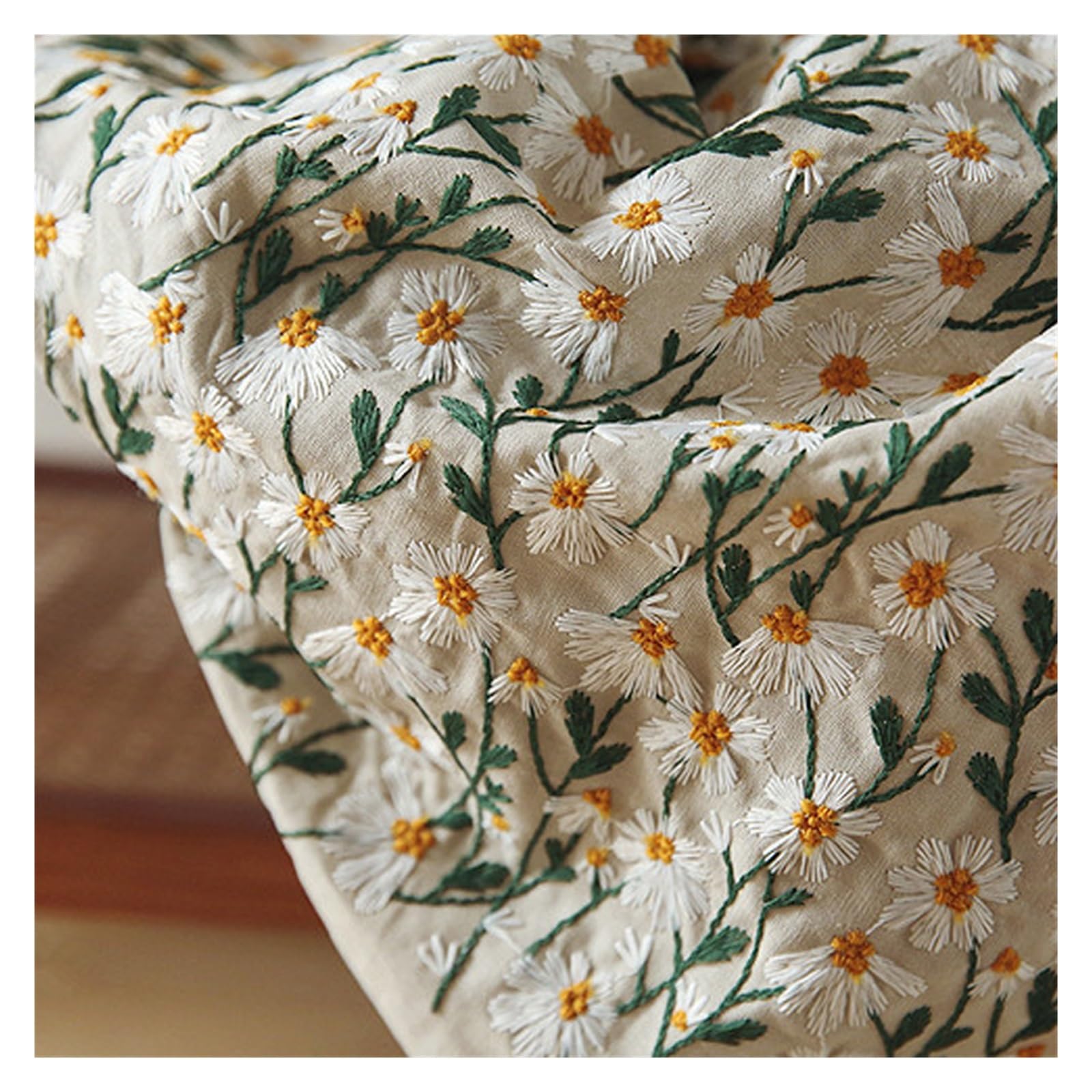 Tkanina brokatowa w kwiaty, Tkanina lniana bawełniana haftowana żakardowa 3D Daisy 50/100/200x135cm