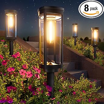 Bright Solar Pathway Lights Outdoor, 8 Pack Solar Powered Garden Lights Waterproof IP65, Auto On/Off Outdoor Light for Lawn Patio Walkway Driveway Decor Landscape Lighting