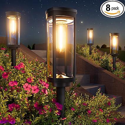 Bright Solar Pathway Lights Outdoor, 8 Pack Solar Powered Garden Lights Waterproof IP65, Auto On/Off Outdoor Light for Lawn Patio Walkway Driveway Decor Landscape Lighting