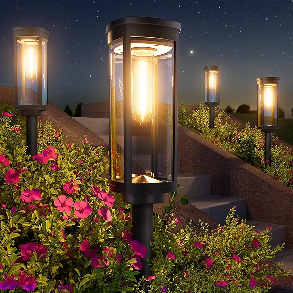 BITPOTT Bright Solar Lights Outdoor 6 Pack, Solar Pathway Lights Waterproof IP65, Auto On/Off Walkway Landscape Lighting, Long Lasting Outdoor Light for Walkway Landscape Path Yard Lawn Patio Decor