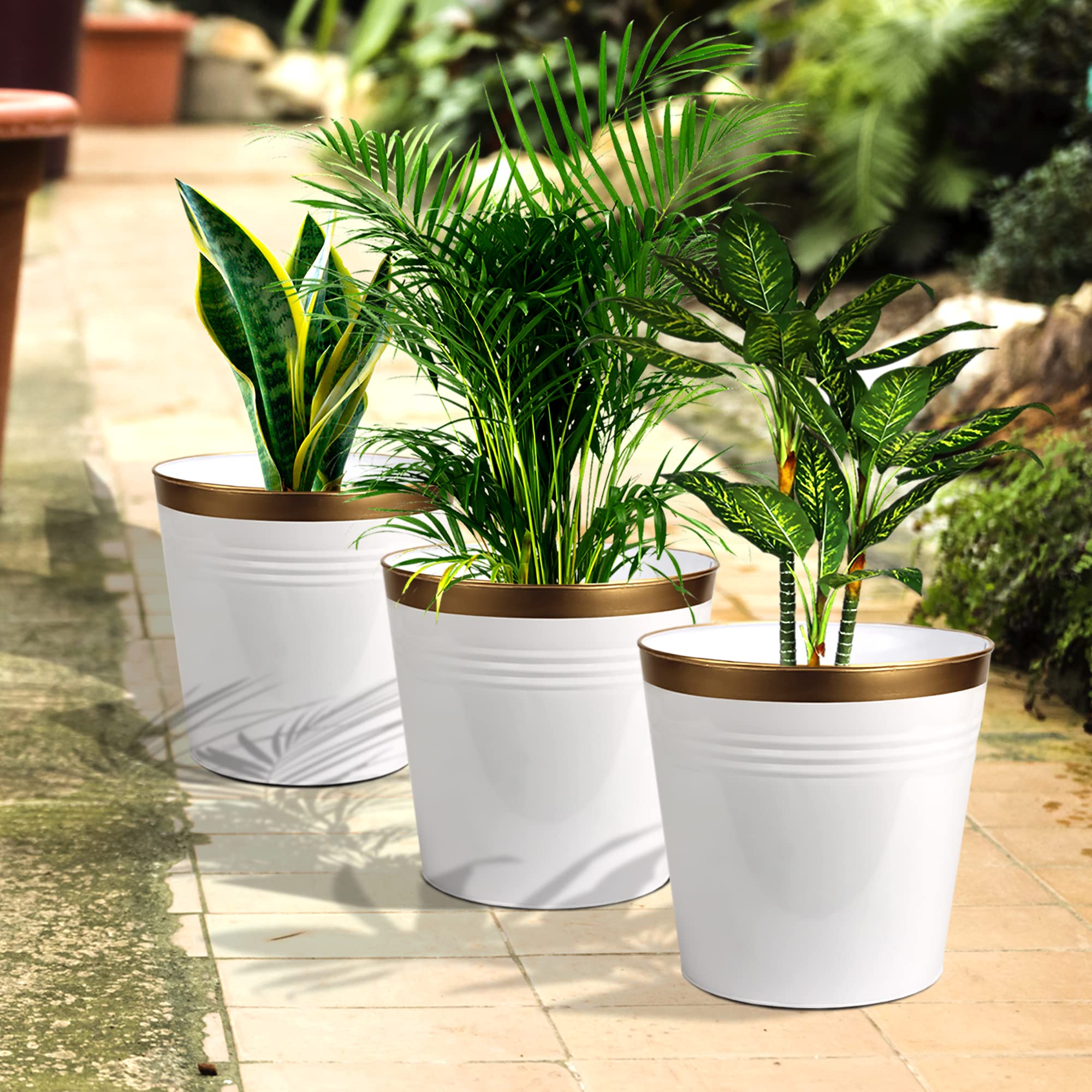 Urban Plant Bucket Patio Planter for Indoor & Outdoor Garden | 10 Inch Large Planter for Big Balcony Plants | Living Room Decoration Item Pack of 3 (B0BHWTR7V9) Amazon Price History, Amazon Price Tracker