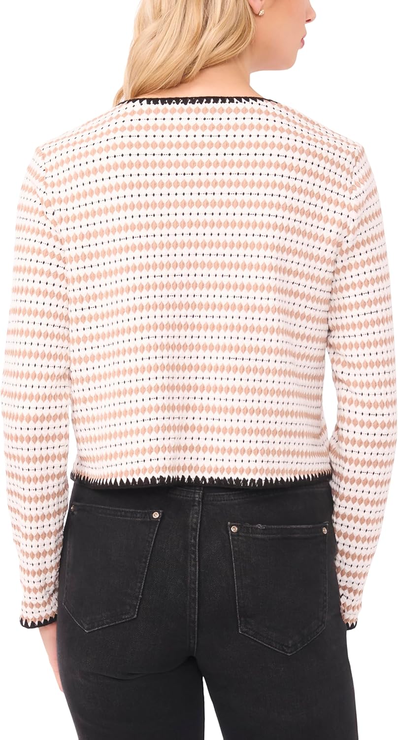 CeCe Women's Crochet Detailed Knit Cardigan