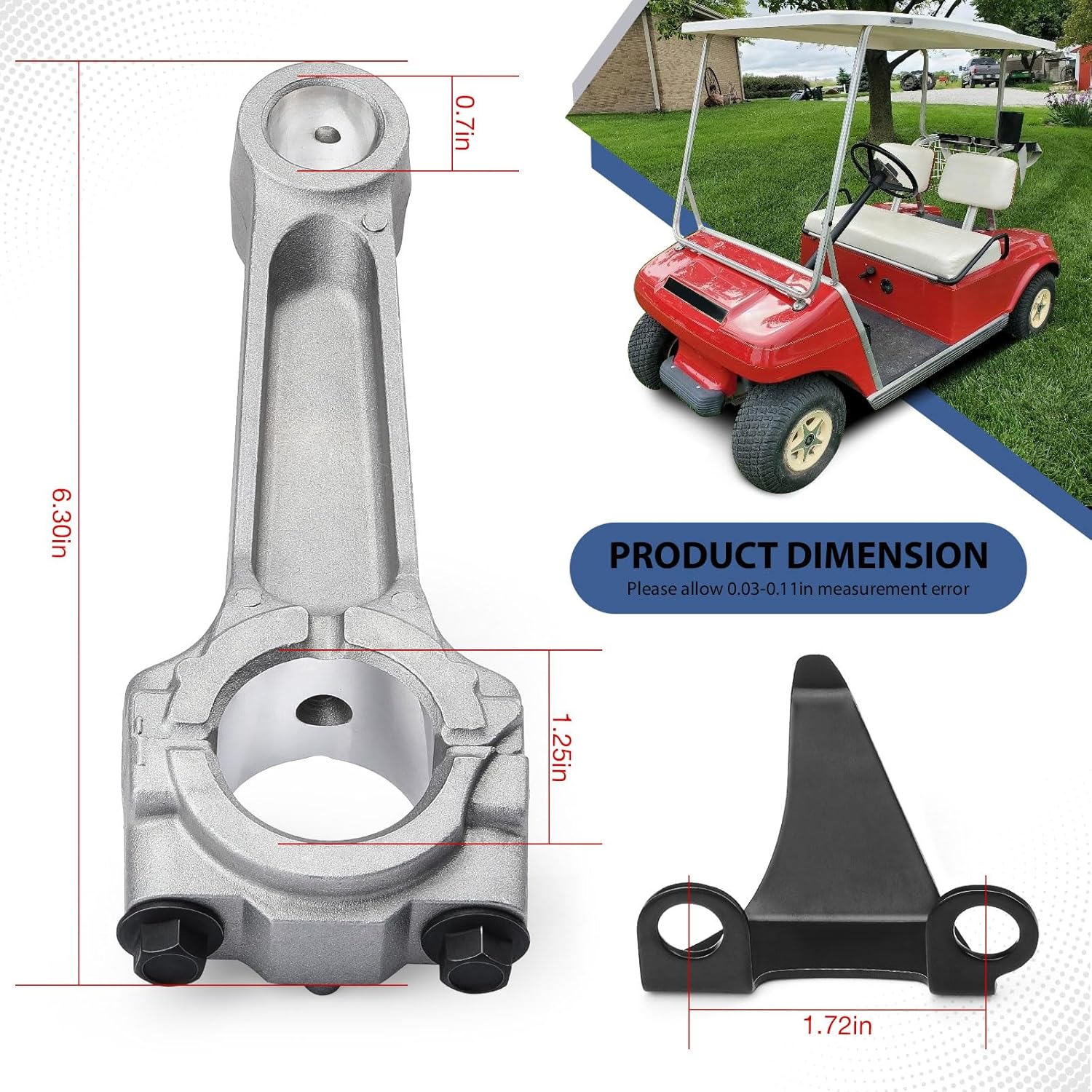 Connecting Rod & Splasher for Kawasaki Club Car Gas Golf Cart with 341cc Engine 1984-1991