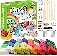 CiaraQ Polymer Clay Starter Kit: 24 Colors Oven Bake Modeling Clay with Sculpting Tools, 1.2 lbs Non-Toxic for Kids & Beginners