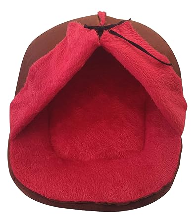 Mellifluous Medium Size Dog and Cat Pet Bed, Brown-Red