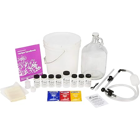 North Mountain Supply Premium Fruit Wine Making Equipment & Ingredient Kit - 1 Gallon Economy Kit - 24 Pieces - Use Your Own Fruit