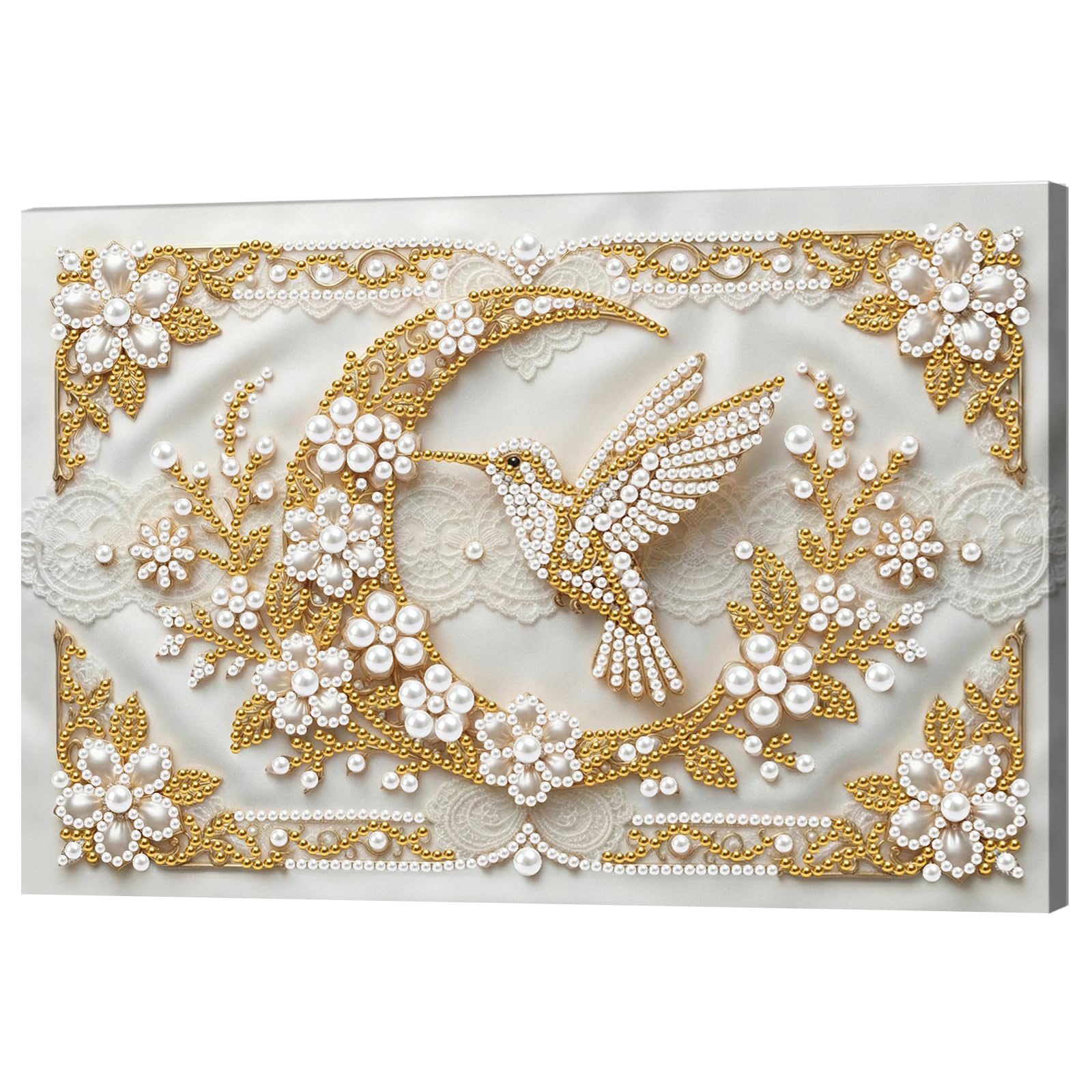 DIY Pearl Painting Kit with Wooden Frame, 3D Plastic Pearl Gemstone Ocean Art Craft for Adults Beginners, Diamond Dot Painting, Home Wall Decor Ready Gift for Women(Hummingbird)(20 * 30cm)