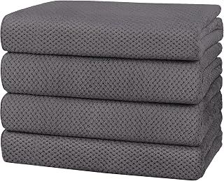 HOMEXCEL Microfiber Bath Towel Set of 4 (30x60 Inch) - Super Soft, Absorbent, Quick-Dry Grey Towels for Bath, Beach, Pool, Gym & Yoga