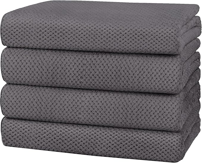 HOMEXCEL 8 Piece Bath Towel Set, Microfiber Bathroom Towel - 2 Bath Towels, 2 Hand Towels, and 4 Wash Cloths, Super Soft, Highly Absorbent Towels for Bathroom, Gym, Hotel, and Spa (Grey)