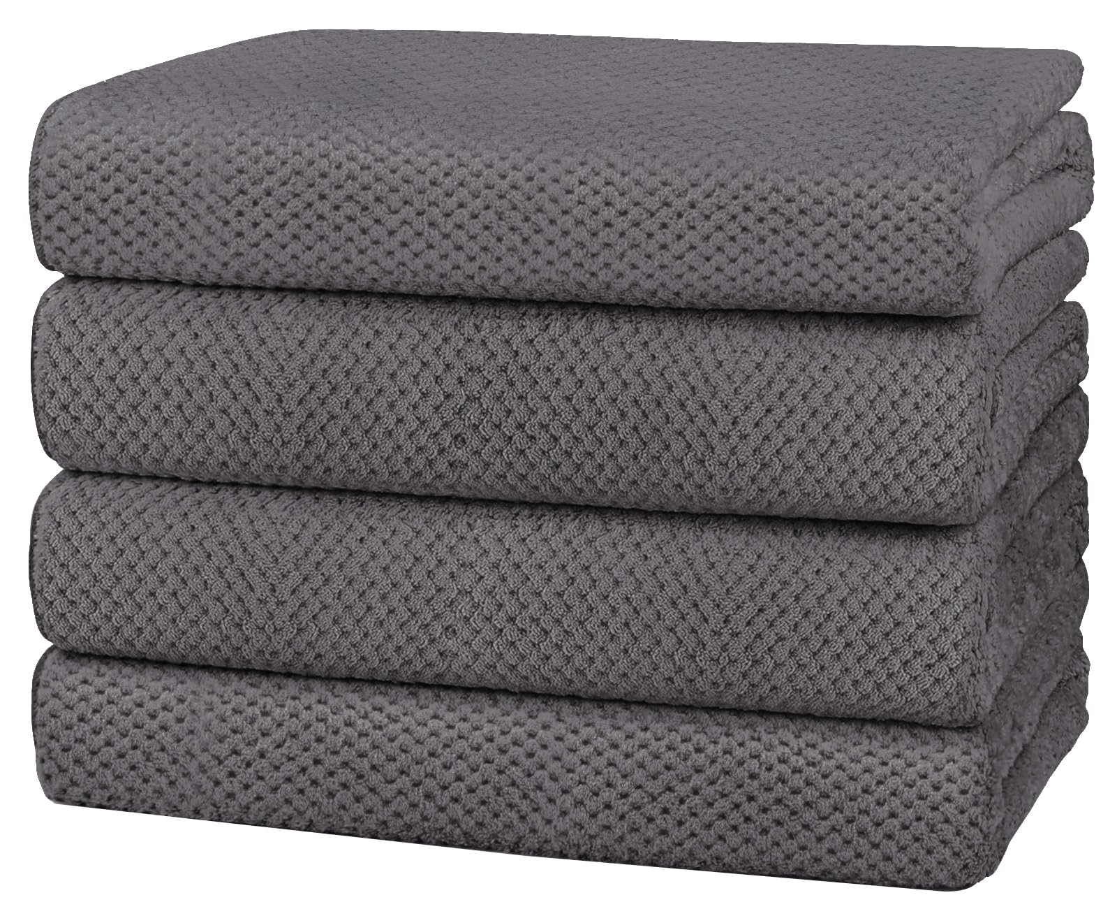 HOMEXCEL Bath Towel Set Pack of 4, 30 x 60 Inches Large Microfiber Bath Towels, Soft, Absorbent, and Quick Dry Towels for Bathroom, Pool, Beach, Swim, and Yoga, Large Bathroom Towels, Grey