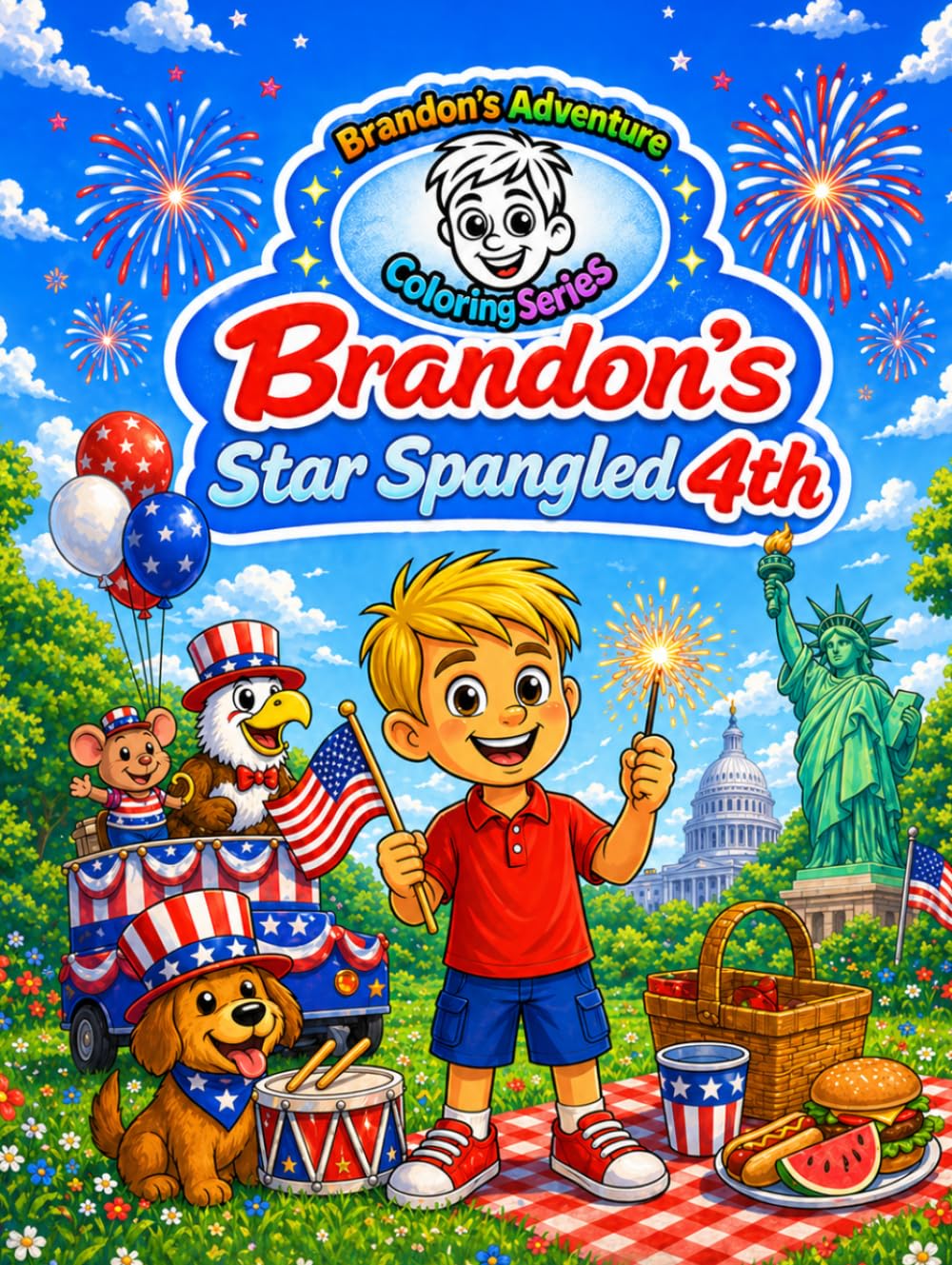 Brandon’s Star Spangled 4th: A Read & Color July 4th Storybook for Kids Ages 4–8: July 4th Coloring Book with Simple Sentences and Adventure ... Readers (Brandon's Adventure Coloring Series)