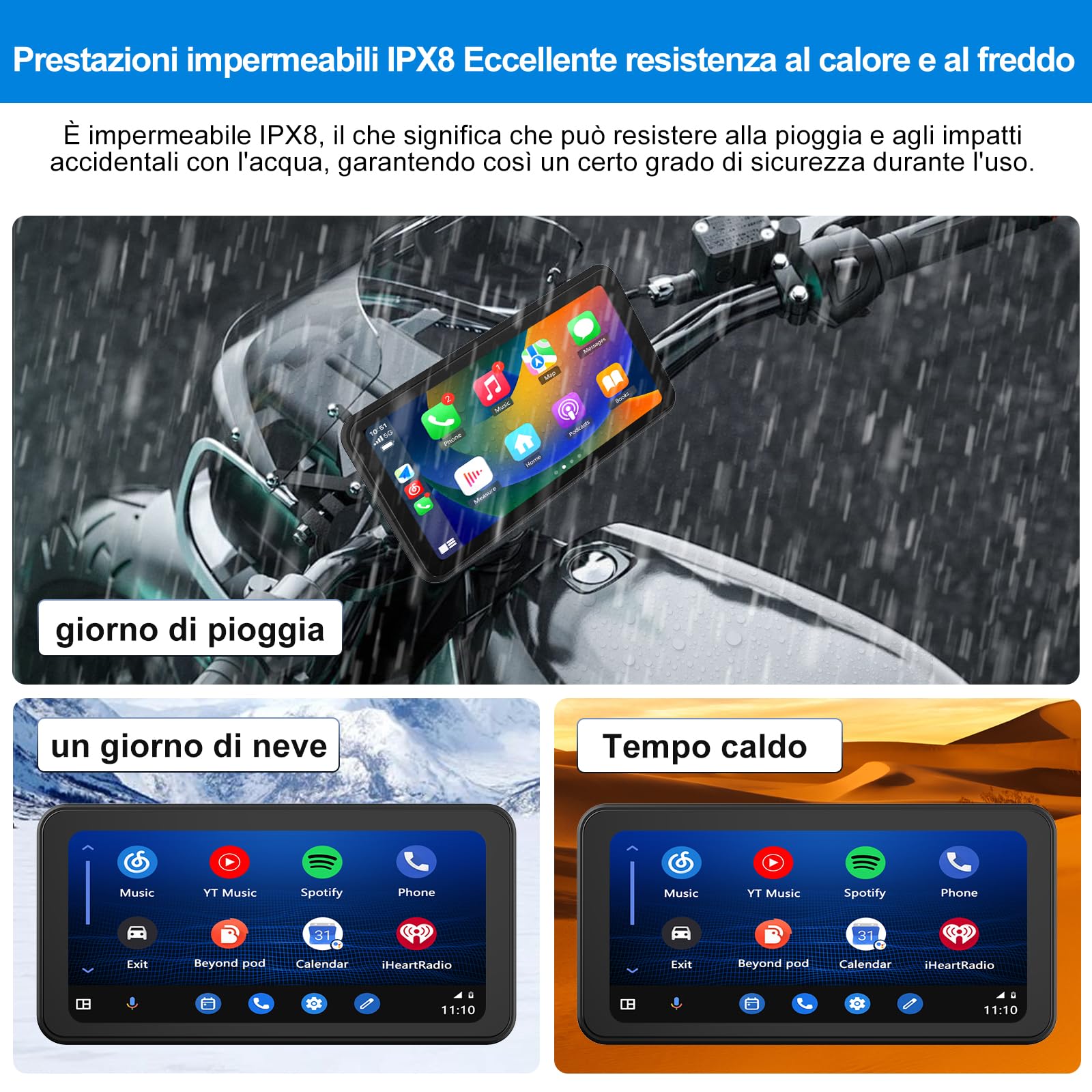 AWESAFE CarPlay Moto, 6,25 pollici Wireless CarPlay Android Auto con DashCam frontale 2K