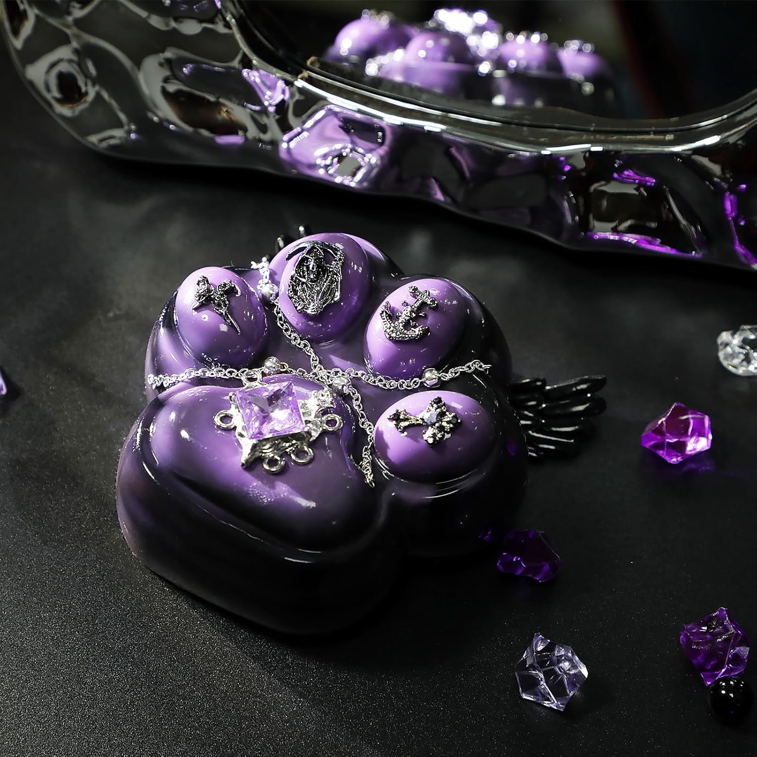 Giant Taba Squishy Paw - Fantasy Night Sky Themed Purple Squeeze Toy with Gothic Design, Great Gift for Lovers