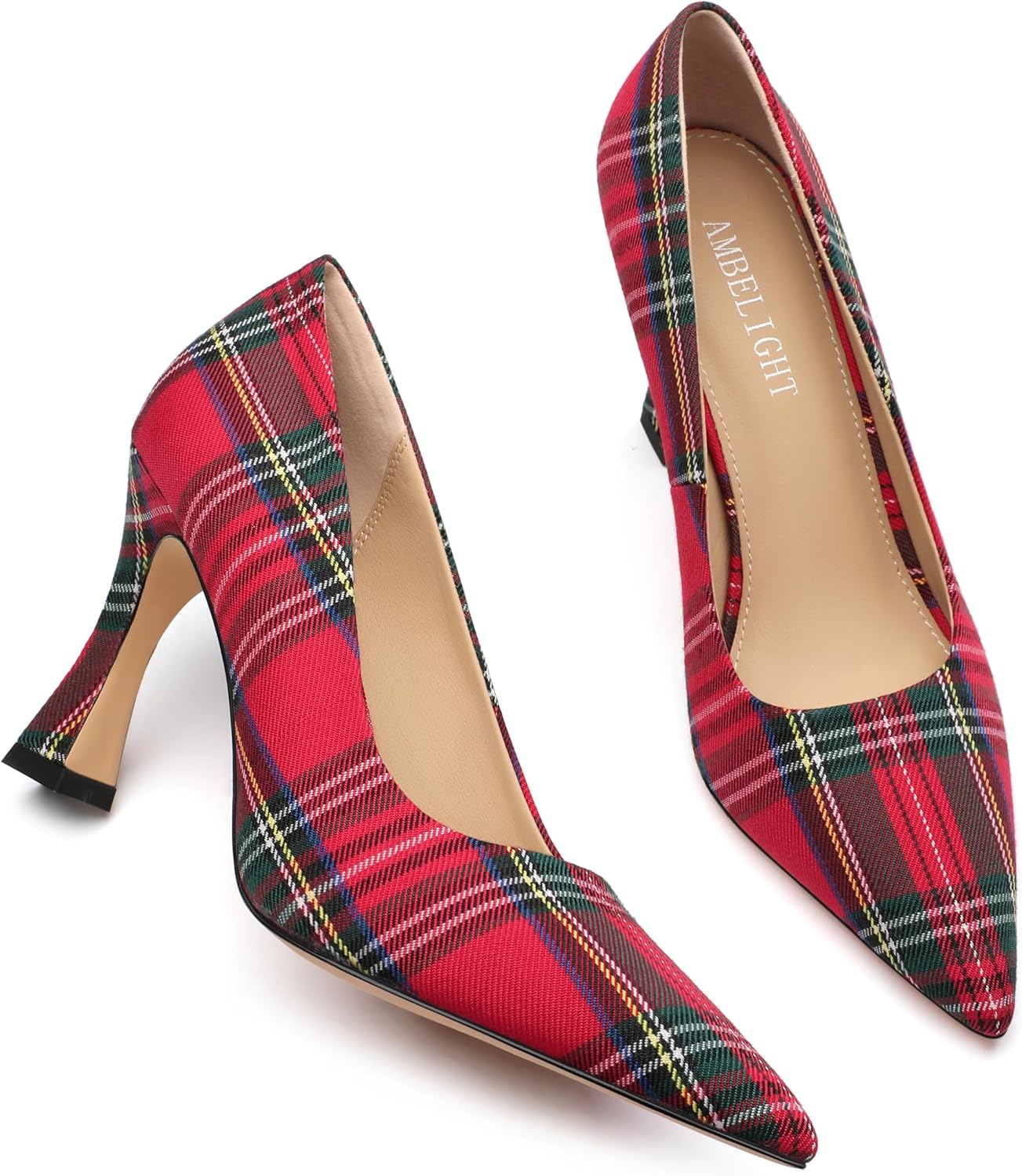 AMBELIGHT Women's Pointed Toe Stiletto Pumps 3.2 Inch High Heels Slip On Classic Comfort Dress Shoes for Wedding Party Office Work - Image 4