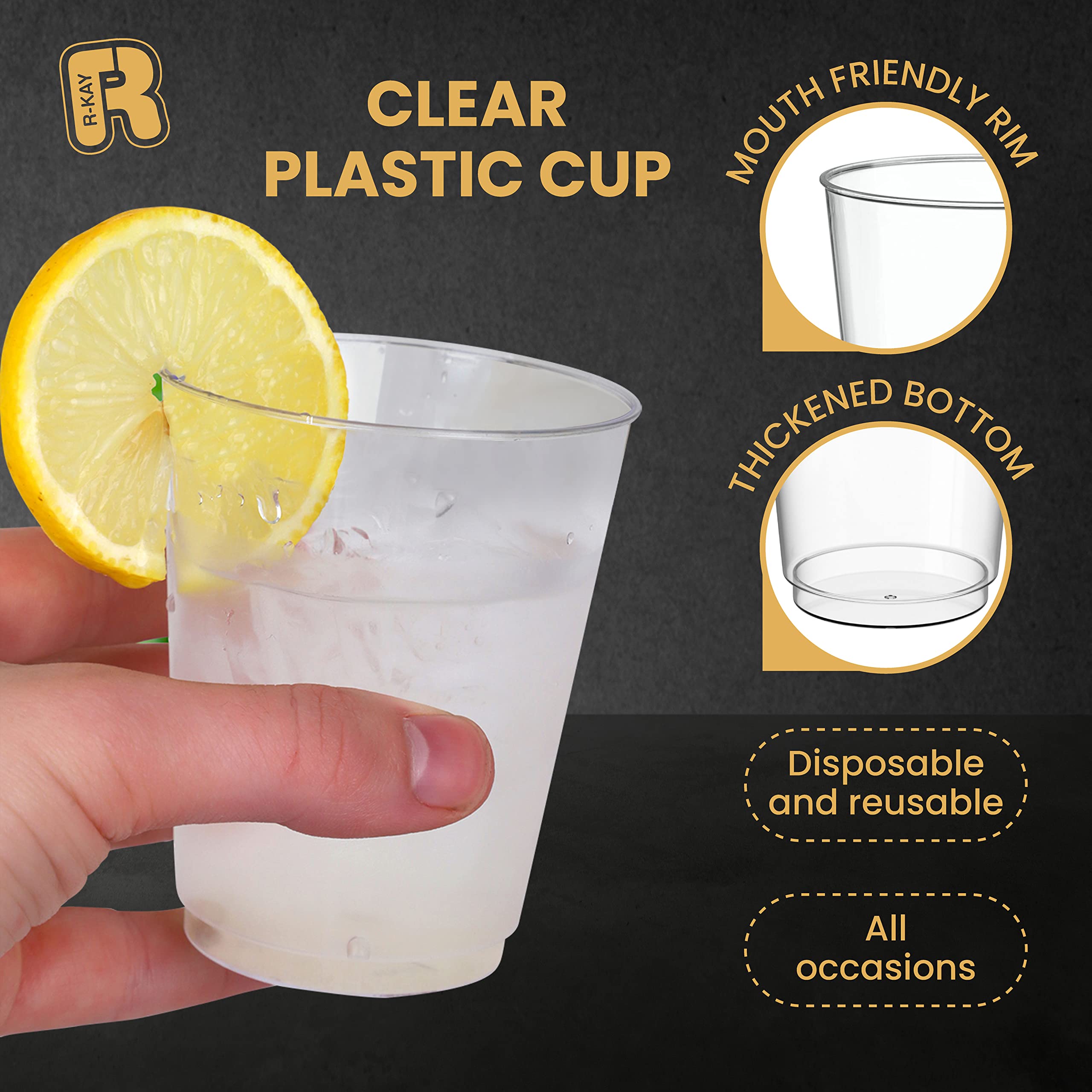 Amazon.com: R-kay Clear Plastic Cups, 50 Pack Heavy Duty 10 OZ Disposable  cups, Plastic cocktail Glasses, Heavy Duty Clear Disposable Cocktail Glasses  : Health & Household