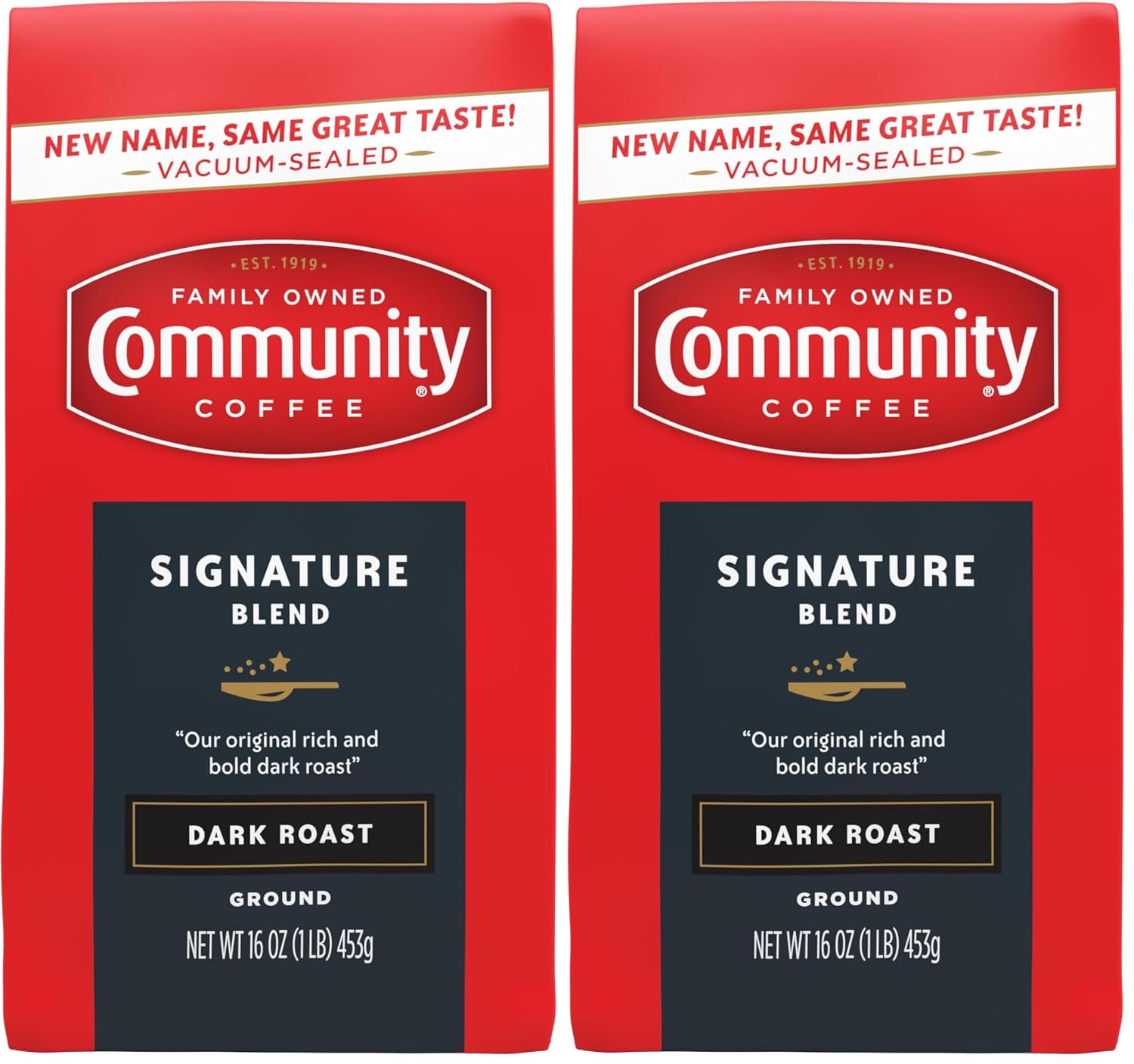 Community Coffee Dark Roast Ground Coffee, 16 oz Bag (Pack of 2)