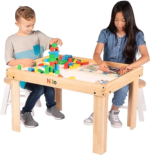 Miniatura 8 de NILO Juego de mesa de actividades para niños con 2 compatiblesde reemplazo para basestablasesterillas dobles desmontables Lego Duplo (mesa de juego