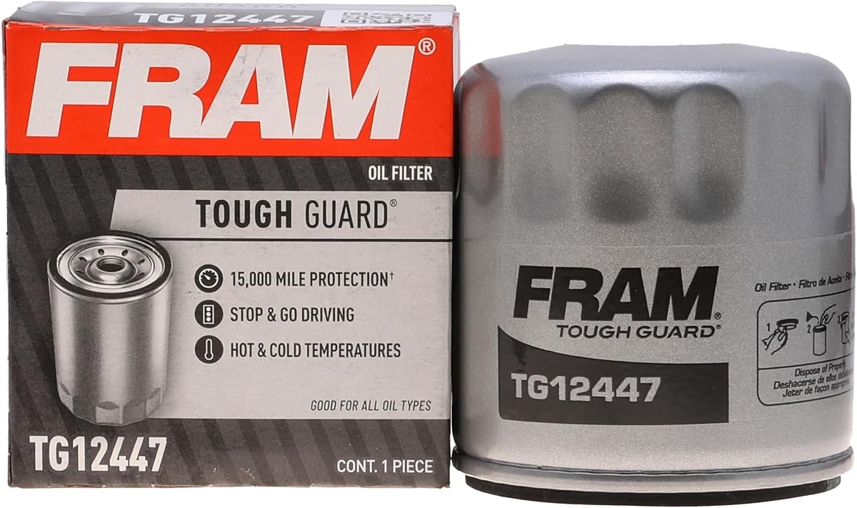 FRAM Tough Guard Replacement Oil Filter TG12447, Designed for Interval Full-Flow Changes Lasting Up to 15K Miles for Select GMC, Chevrolet, Cadillac and Buick Model Years