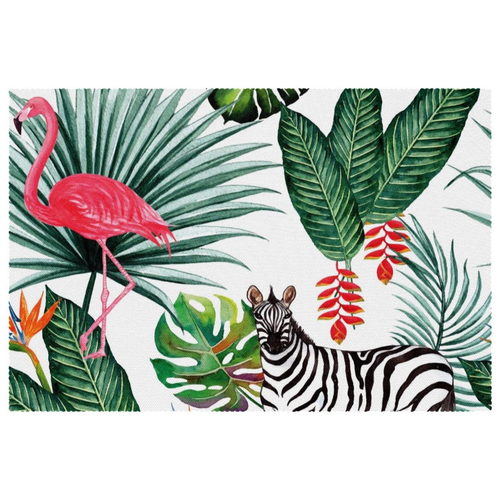 Set de table flamant rose pour repas de famille en terrasse et dîners d'été lot de 6
