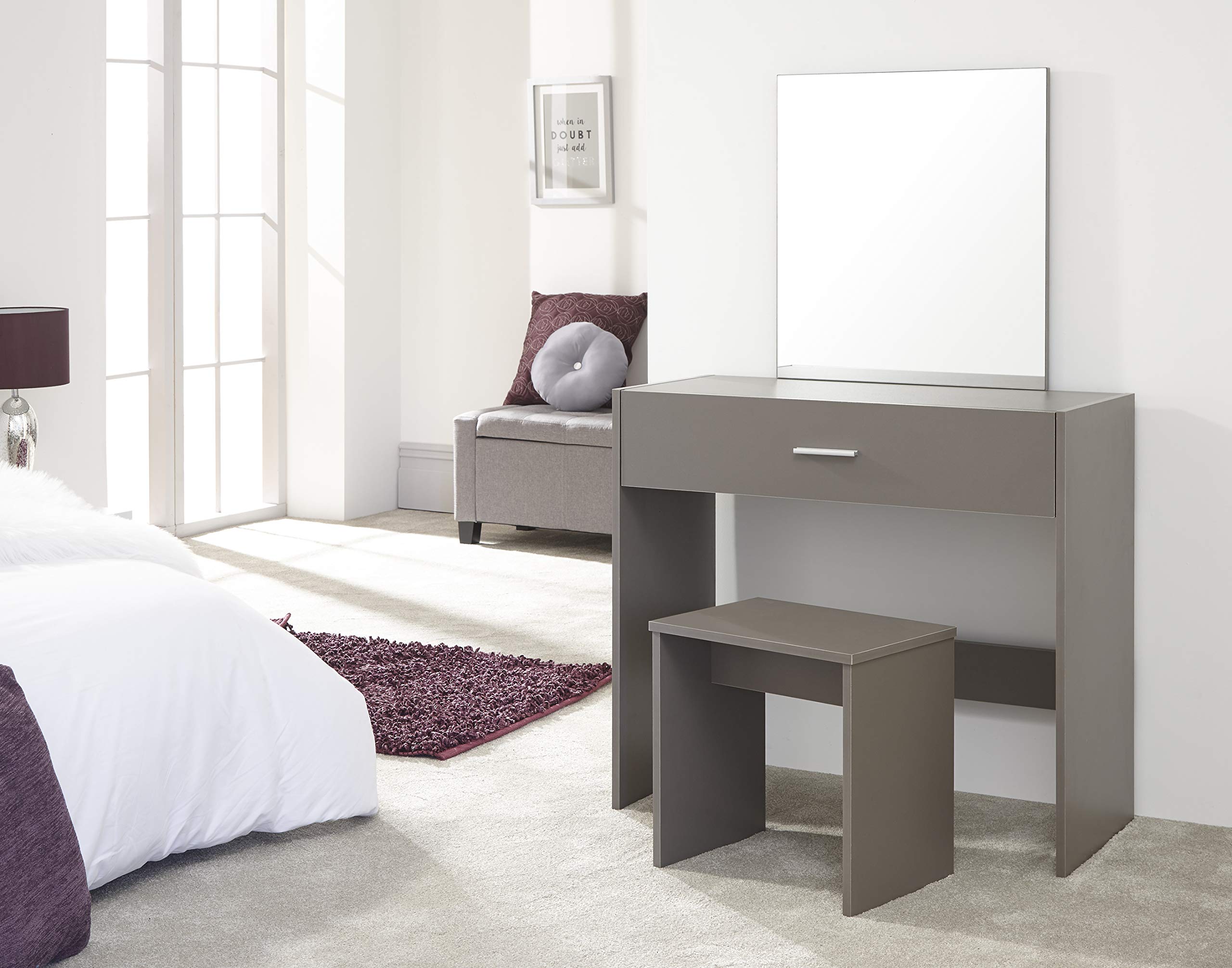 Julia Vanity Dressing Table with Stool & Mirror Espresso, Oak, White