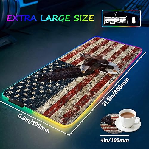 Vista 73 de Alfombrilla de mouse RGB para juegos con posavasos para café, alfombrilla de mouse LED grande XXL, base de goma antideslizante, alfombrilla de mouse
