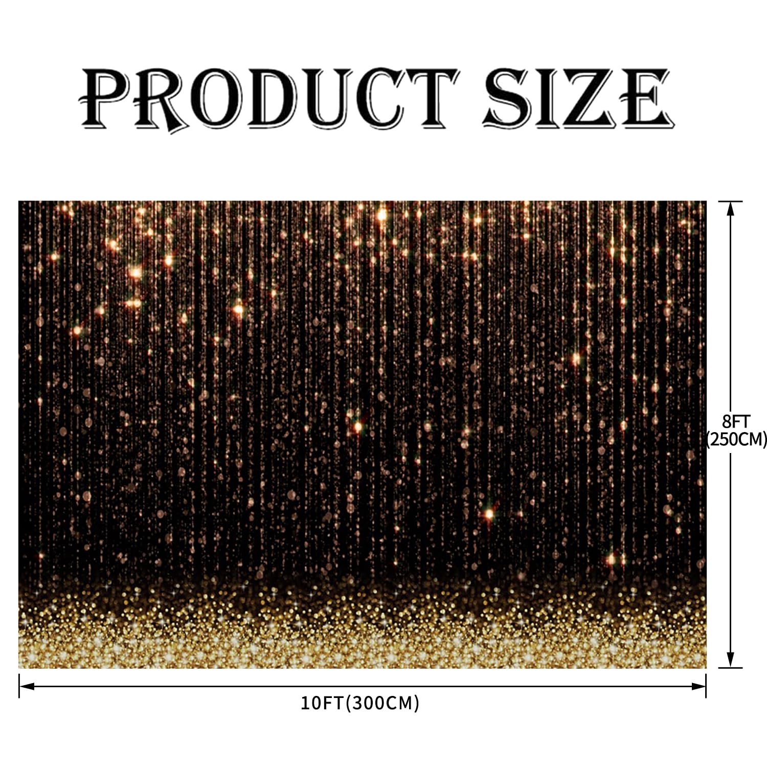 Sfondo Fotografico Nero Oro 3x2.5 m, Golden Glitter Particelle Sogno Nero Vinile Fotografia Sfondo Compleanno Matrimonio Palla di Laurea Discoteca Feste Decorazioni Banner Studio Accessori