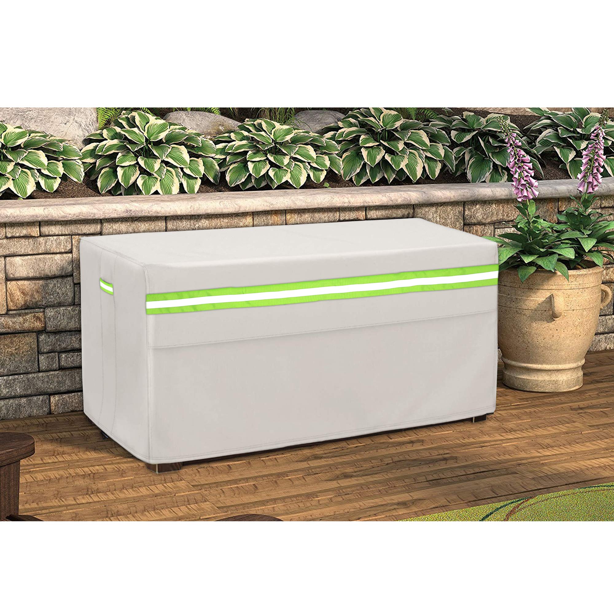 Abdeckung für Aufbewahrungsboxen, Gartenbox wasserdicht, Rip-Stop und witterungsbeständig,rechteckige Deckbox-Abdeckung S-123cm x 62cm x 55cm