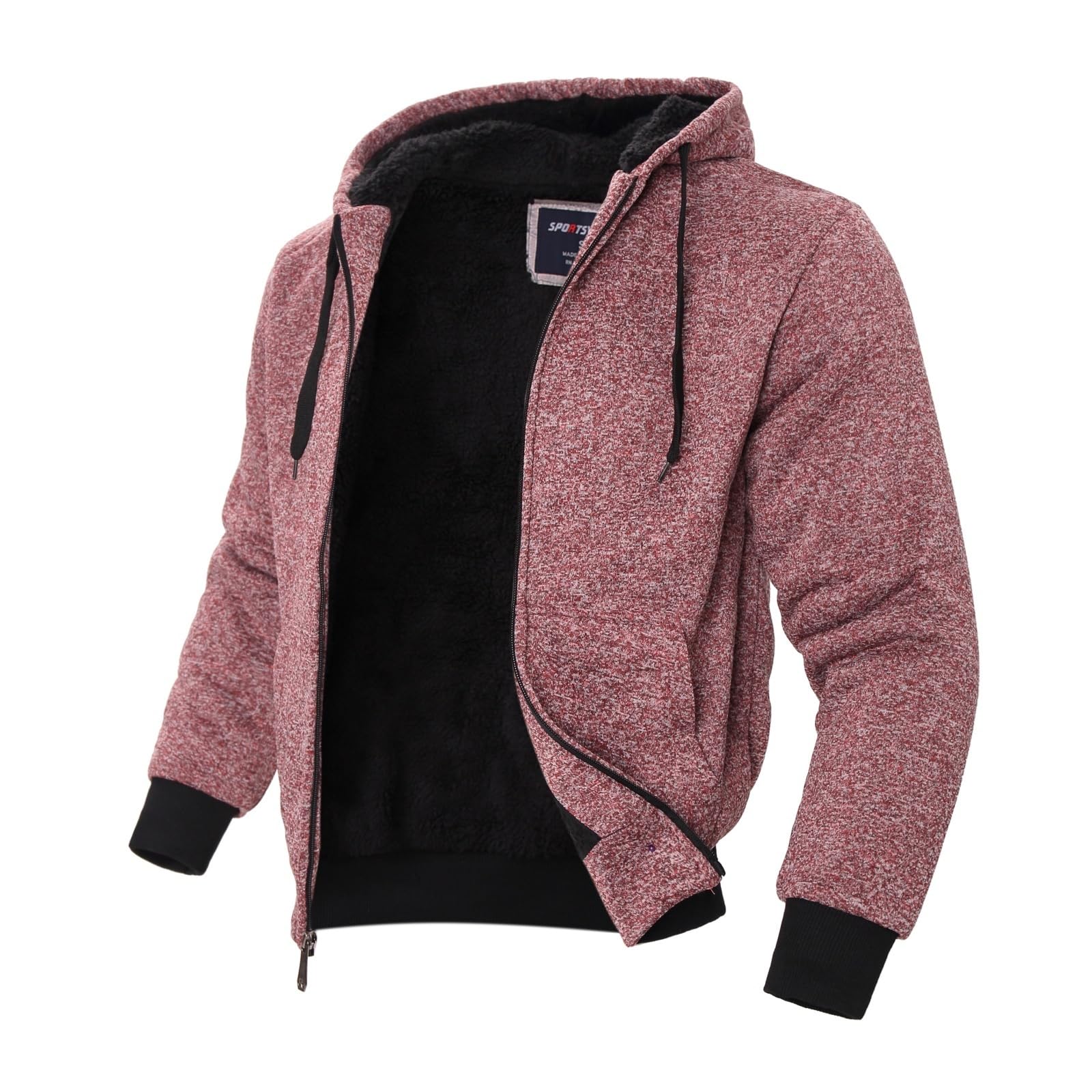 LeeHanTon Sherpa Lined Hoodies for Men Heavyweight Full Zip Up Sweatshirt Thick Fleece Winter Warm Work Jackets Plus Size