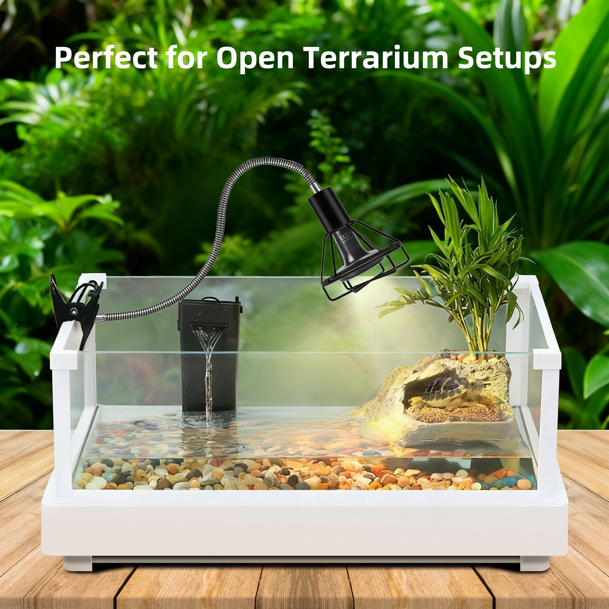 Reptile Heat Lamp Holder with Clamp, Ceramic Heat Emitter Fixture, Gooseneck for Terrarium, Lizard, Turtle, Bearded Dragon, 360-Degree Rotary Arm, High-Temperature Resistant, Maximum Load: 500W - image 3