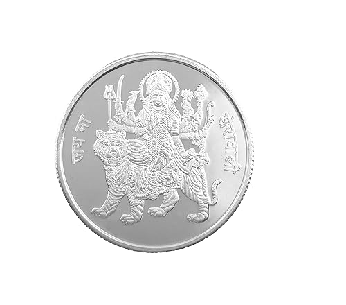 999 Silver Purity BIS Hallmarked 10grams Maa Sherawali/Maa durga Embossed with Matt Finish Coin