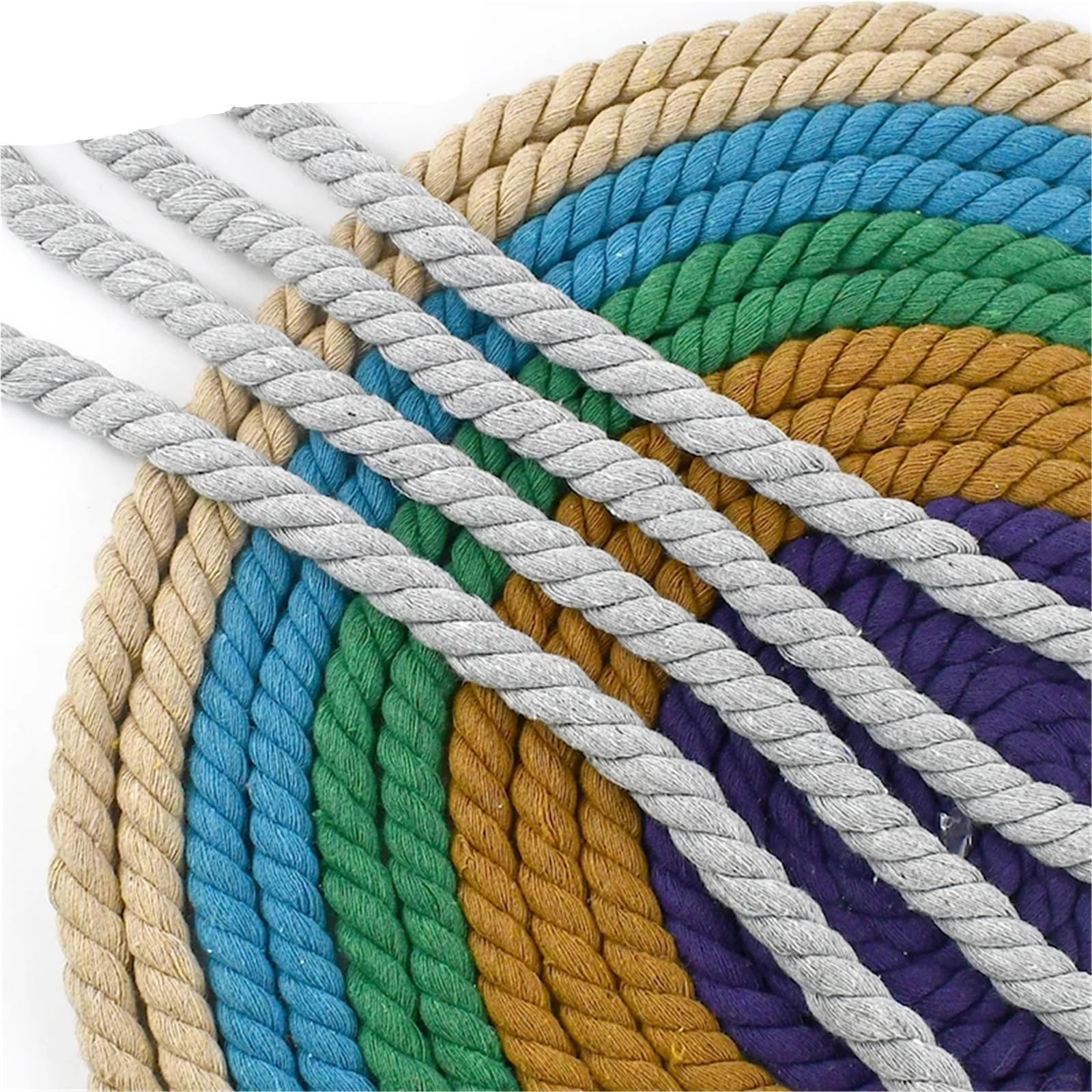 Bawełniany sznurek do makramy, Skręcony sznurek bawełniany 12mm 1-5M 3 nici wielokolorowy pleciony Home Decor DIY