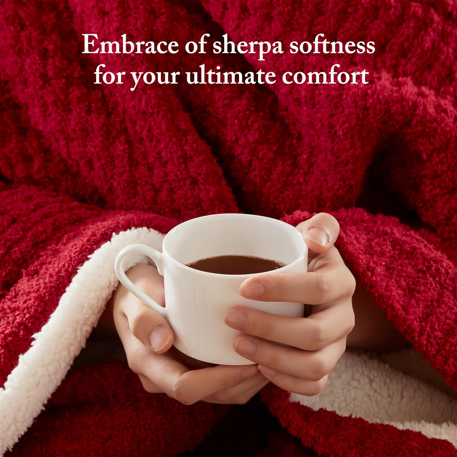 Madison Park Luxuriously Cozy Chenille Throw Blanket Waffle Weave Reversible Soft & Warm Sherpa Throw, Lightweight, Breathable Waffle Throw, Farmhouse Room Décor Summer Blanket, 50x60, Red