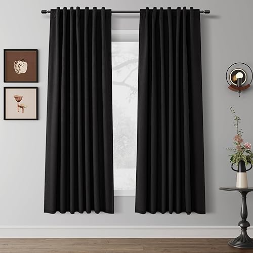 Miniatura 47 de Cortinas Blackout de 84 pulgadas de largo, juego de 2 paneles de lino natural para dormitorio, oscurecimiento de habitación, cortinas con