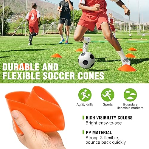 Miniatura 6 de Porterías de fútbol de 12 x 6 pies para patio trasero, equipo portátil de entrenamiento de portería de fútbol, base de metal plegable con pelota de