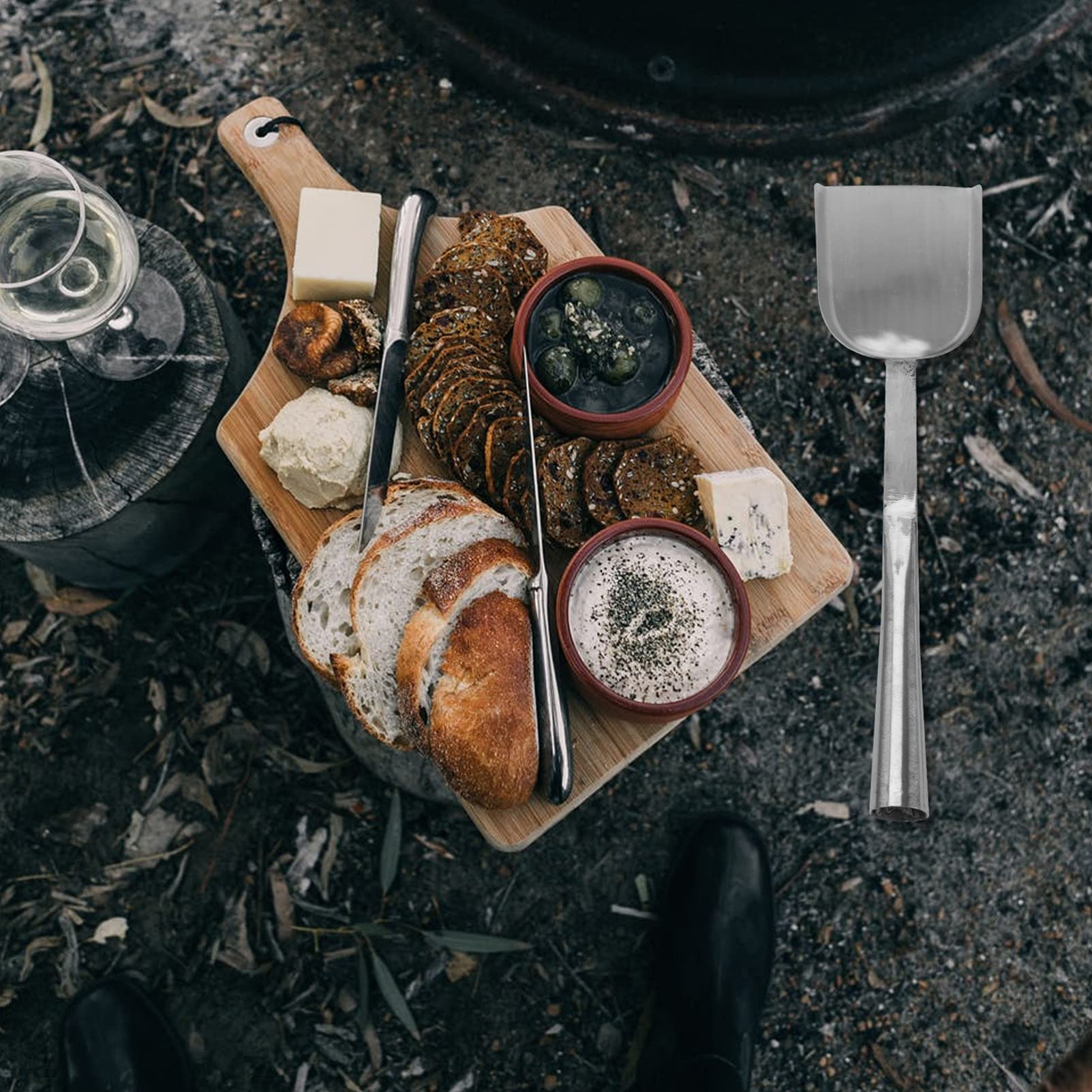 Kohlenschaufel 1 Stück aus Chromstahl, Silber, für Bbq
