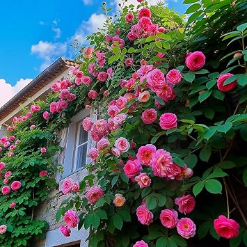 300+ Pink Climbing Rose Seeds for Planting Outdoors Ornamental Vine Seeds Amazing Climbing Flowers Rose Growth Beautiful Roses