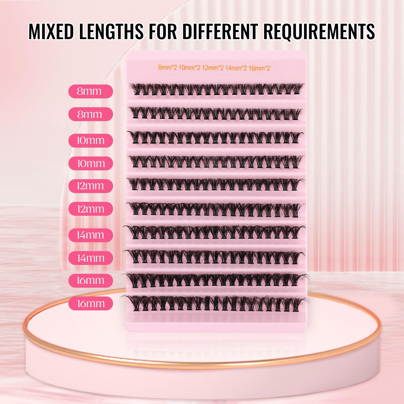 Sixstarhair Individual Lashes 40D Cluster Lashes 8-16mm Mix Lashes Individual Cluster Volume Eyelash Clusters Extensions DIY Lash Extensions at Home(40D-0.07D,8-16mix) - Image 2