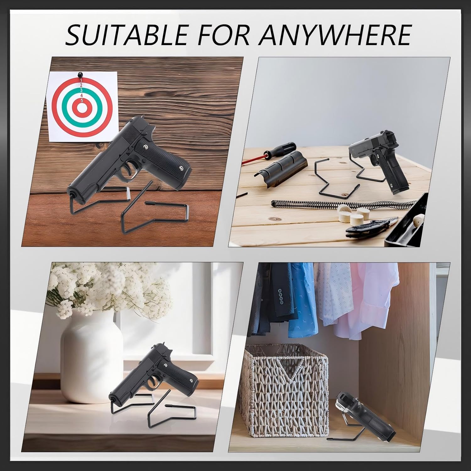 30 Pcs Pistol Display Stand Gun for Pistols Indoor Pistol Stand for Handguns for Safes or Valentines Cabinets Gifts for Man (Single Style,Black)